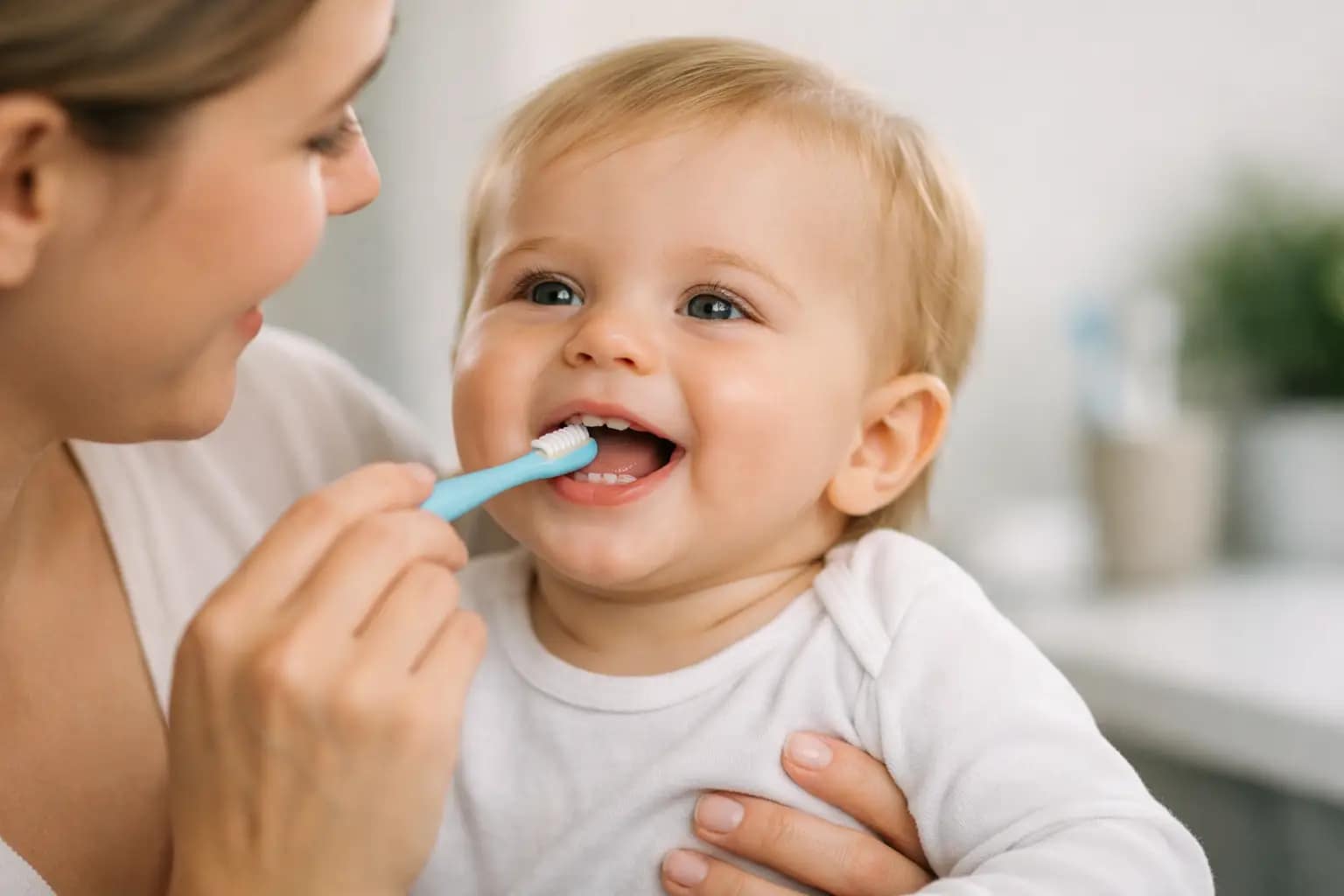 Como escovar dentes de bebê com segurança